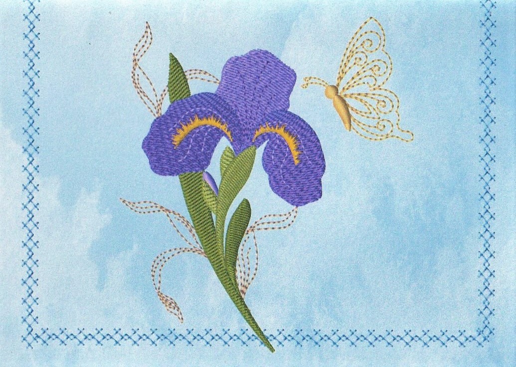 Iris Embroidered